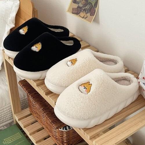 Cartoon Animal Pattern Platform Slippers Winter Men and Women Antiskid Soft Soled Cotton Home Interior Plush Cute Warm Shoes