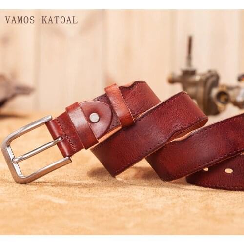 VAMOS KATOAL High quality handmade knocking genuine leather belt luxury designer belts male Strap Jeans for man cowboy belt men