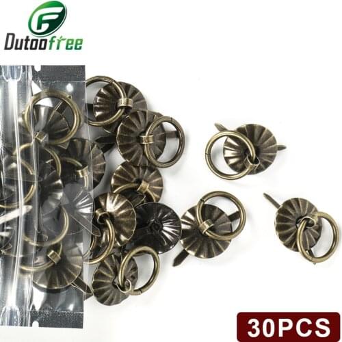 30pcs 19mm Vintage metal tin box decorated handle Mini Drawer Door ring pulls 0.74" Iron Jewelry Storage Wooden Box Case Handle