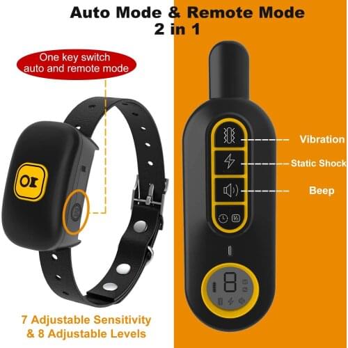 Waterproof Dog Training Collar Remote & Auto 2 in 1 Rechargeable Anti Barking Collar for Small Medium Large Dogs