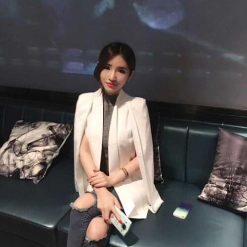 Womens Wild Shawl Jacket Tops Fall Fashion White female Tops Elegant Office Long Sleeve Tide High quality blouse party outwear