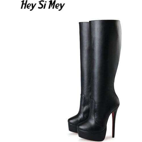 Super High Heel 16cm Women boots Big Size 40-48 woman shoes high Platform fashion sexy style women boot Knee high women boot
