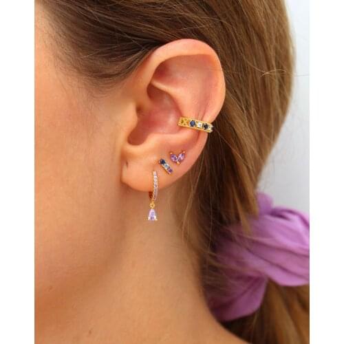 Wholesale 100% 925 real sterling silver stud earring cute girls cz fine jewelry multi color clear tiny cz ear studs korean style