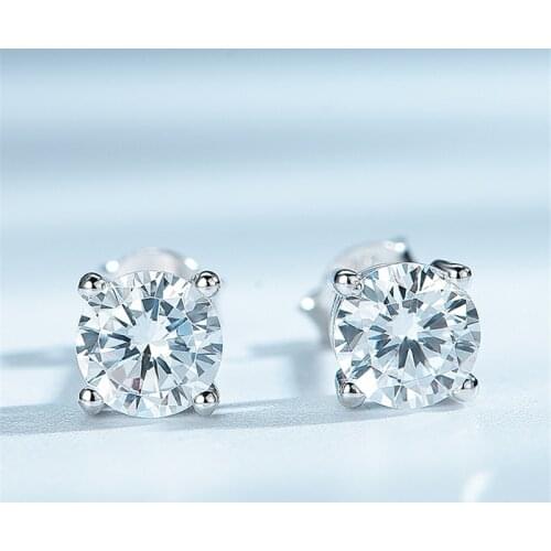 DY 925 Sterling Silver Earring Cubic Zirconia Rhodium Plating Trendy Simple Design Stud Earring Women Engagement Fine Jewelry