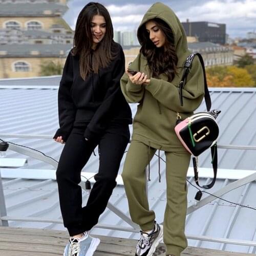 Casual Sport Hiking Suit Winter 2 Piece Woman Set Two Piece Set Outfits Autumn Womens Tracksuit Oversized Hoodie And Pants