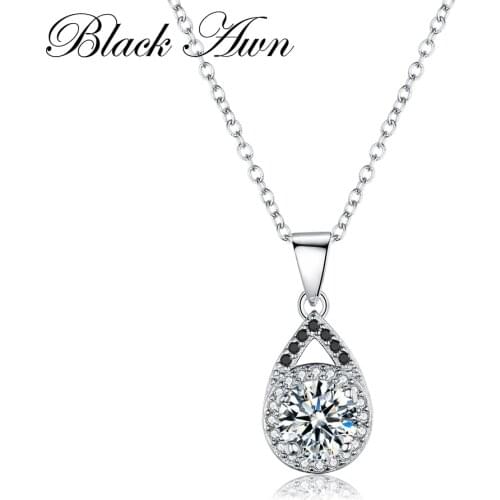 Fine Genuine 100% 925 Sterling Silver Necklace Women Jewelry Trendy Water-Drop Necklaces&Pendants Bijoux Femme P056