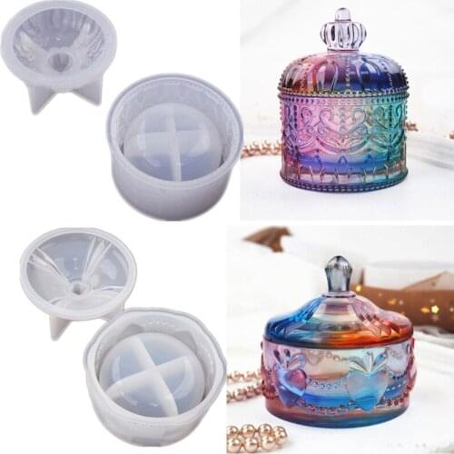 2 Styles Box Resin Mold with Lids DIY Trinket Storage Jewelry Jar Silicone Mold XXFB