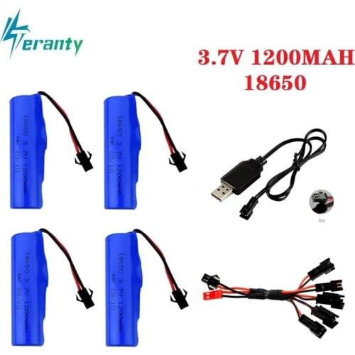 3.7V 1200mAh 18650 Lipo Battery+charger For DE45 RC Car 1:14 Off-Road Vehicle 4WD High-Speed Climbing Drift Racing Spare Battery