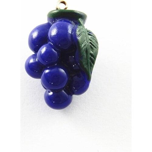 5pcs GraceAngie Imitation Creative Fresh Blue Grapes Style Pendant Charms Resin Jewelry Accessories Key Chain Decor 30*18*18mm