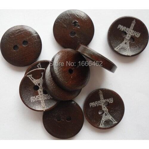 50pcs/lot 20mm Laser marking Knotbow paint wood buttons,Sewing wooden buttons garments accessory wholesale L-3