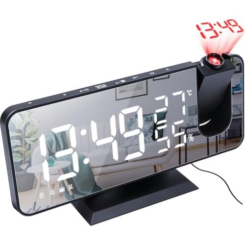 Clock with Projection Digital Clock Projection Desktop Clock USB Wake Up LED Electronic Table Clock Forecast Alarm Clock