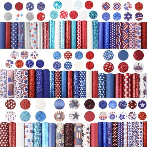 David accessories 10Pieces/set 20*33cm July 4th Synthetic Leather Patchwork Hair Bow Handbag Phone Case DIY,1Yc10528