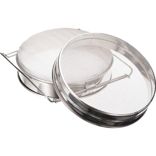 Double Layer Stainless Steel Honey Sieve Strainer Double Screen Beekeeping Honey Filter Strainer Durable Settling Tank