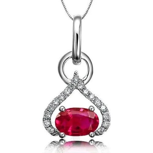 Huitan Novel Women Pendant Necklace Inlaid Brilliant Red Cubic Zirconia Wedding Anniversary Love Gifts Female Statement Jewelry