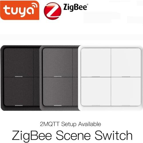 Tuya ZigBee Scene Switch 4 Gang 12 Scene Push Button Controller By battery 2MQTT Setup Automation Scenario for Smart Devices