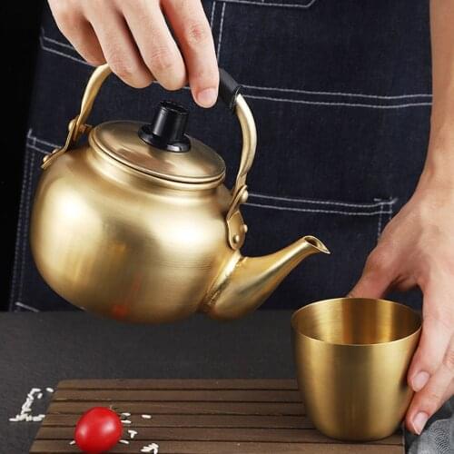 Korean Rice Wine Pot Yellow Aluminum Pot Commercial Restaurant Barbecue Restaurant Special Rice Wine Pot Vintage Tea Kettle 1L2L