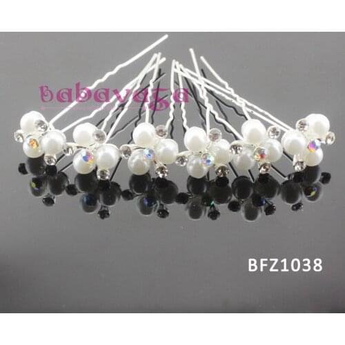 Fashion Faux Pearl Rhinestone Flowers Hairpin Charm Wedding Bridal Party Hair Pins Clip Barrette White Hairpins