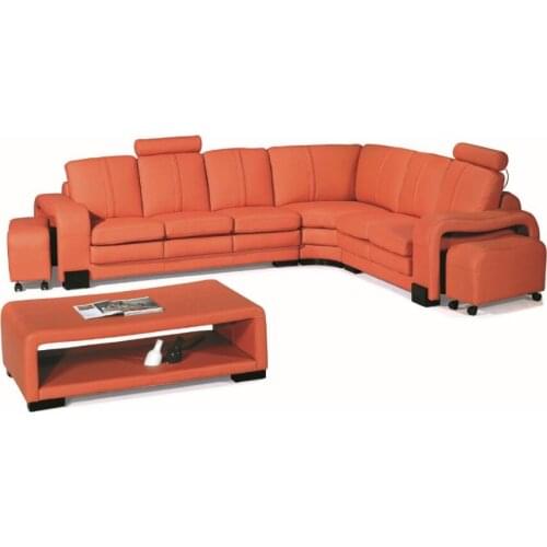 Living room sofa set l shape leather sofa with coffe table