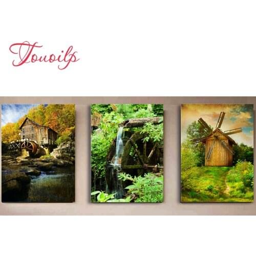 3 pcs set,Diamond Embroidery"nature scenery"5D diy Diamond Painting Cross Stitch,windmill picture,Diamond Mosaic,home Decoration