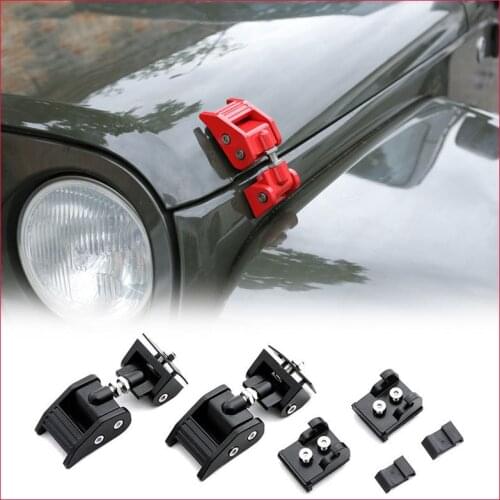 Metal Engine Hood Latch Lock Catches Kit for Jeep Wrangler JK Unlimited Rubicon 2008 -2017 Red,Black