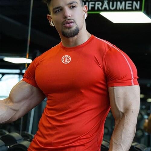 2020 New Brand Clothing Gyms jogger Tight Cotton T-shirt Mens Fitness Homme T Shirt Men exercise muscle Summer Tees Tops