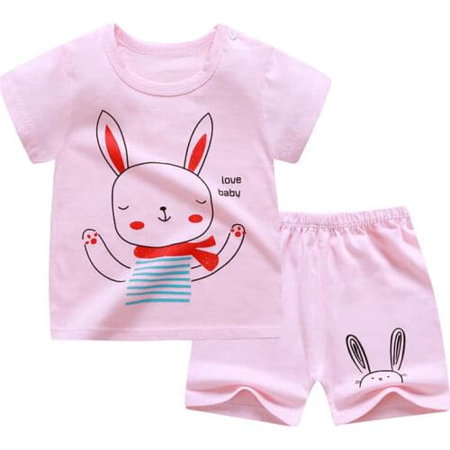 2021 new cotton T-shirt childrens short sleeve Shorts Set summer childrens two piece set for boys and girls