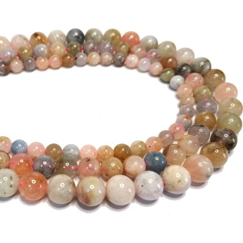 Wholesale 100% Natural Morganite Round Natural Stone Beads For Jewelry Making DIY Bracelet Necklace 6/8/10MM Strand 15