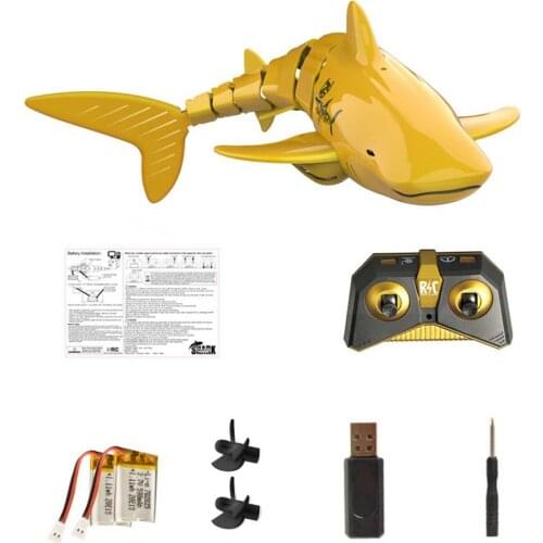 2.4G Remote Control Shark Underwater Simulation Fish Swimming Golden Shark With Light Toy Super Long Battery Life