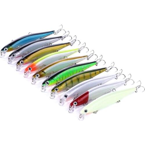 HENGJIA 10PCS Fishing Lure Laser Hard Artificial Bait 3D Eyes 11cm 14g Wobblers Slow Sinking Fishing Bait