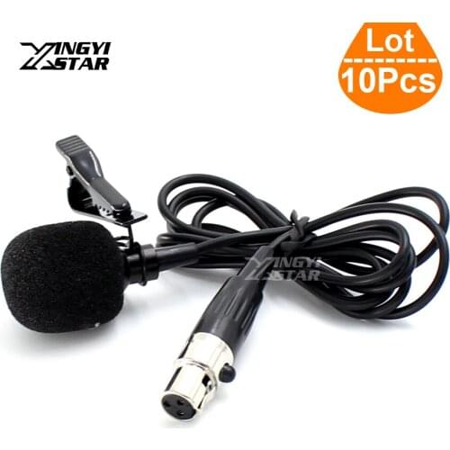 10Pcs/lot Mini XLR 3 Pin TA3F Wired Condenser Tie Clip On Lapel Mic Mike Lavalier Microphone For Wireless BodyPack Transmitter