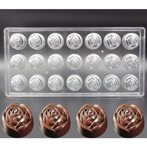 Transparent 21 Flower Shaped Polycarbonate PC Chocolate Moulds Sweet Candy DIY Bakewarre Baking Mold