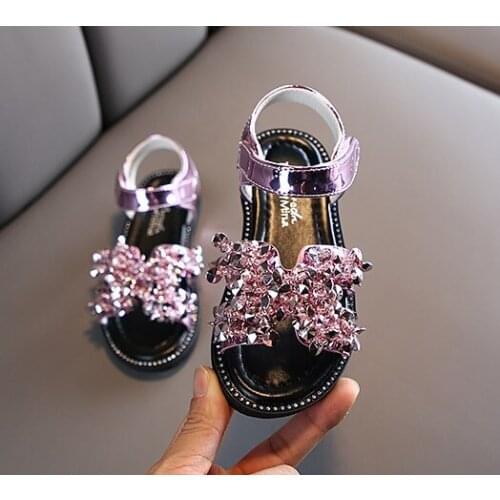 2021Sandals Baby Girls Shoes Summer Diamond Sandals Princess Shoes For Girls Kids Sandals For Open Toe Kids Party Shoes 21-36