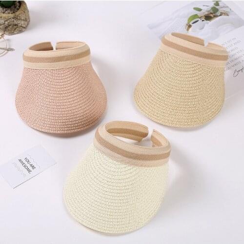 Ins same style striped beanie light board empty top hat summer sun cute baby straw