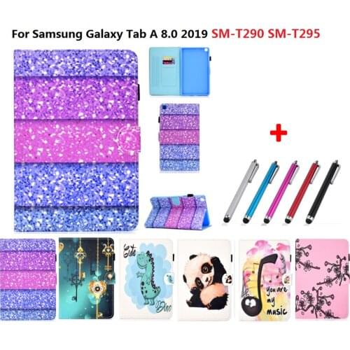 SM-T290 SM-T295 Case For Samsung Galaxy Tab A8.0 Covers For SM-T290 SM-T295 Panda Dinosaur Fundas For Tab A 8.0 + A Stylus Pen
