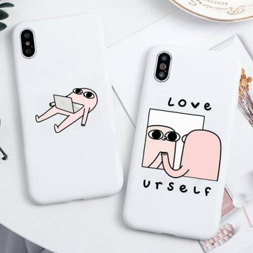 Cartoon Funny big eyes ketnipz Phone Case For iphone 12 11 Pro Max Mini XS 8 7 6 6S Plus X SE 2020 XR Candy white Silicone cover