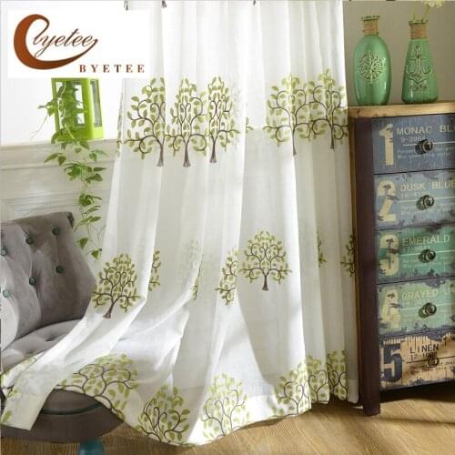 Modern Window Curtain Garden Embroidery Tulle Organza Voile Curtains Kitchen Door For Bedroom Living Room Drapes