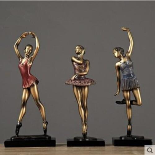 Three-piece European-style ballerina statue crafts, home office restaurant table decorations, creative home art furnishings