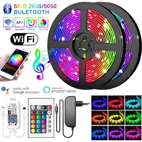 Bluetooth WIFI LED Strip Lights 15M 5M 10M RGB 2835/5050 SMD Diode DC 12V Flexible Ribbon Waterproof For Room Decoration Tape