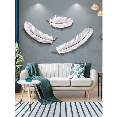 Three-dimensional carving feather wall hanging wall decoration light luxury wall decoration bedroom bedside 3D creative hanging