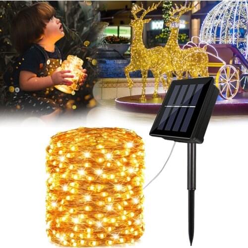 7m/12m/22m Solar Festoon Led Light Outdoor Waterproof Lighting String Winter Solar Party Garden Lamp Decor Christmas Garland