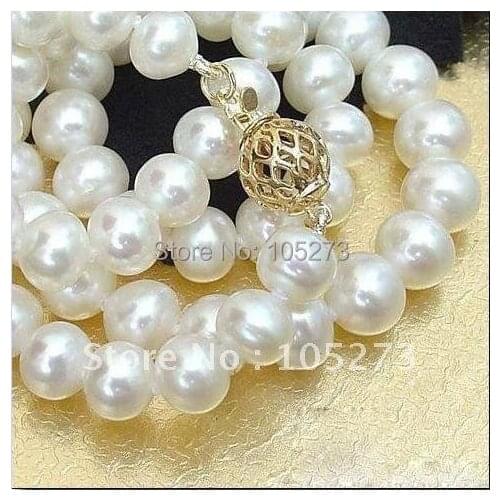 Gorgeous! White Color AA 8-9MM Genuine Freshwater Pearl Necklace 20'' Fashion Jewelry Wholesale New Free Shipping FN2394