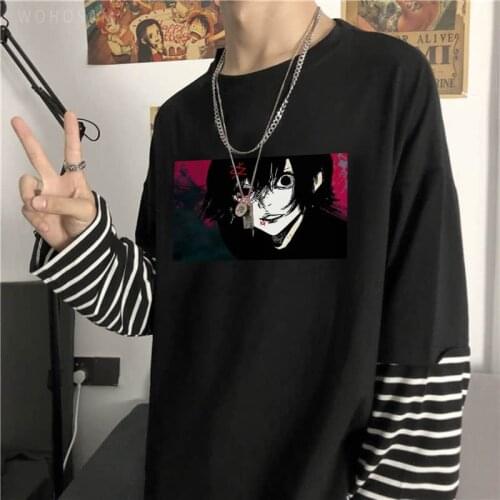 Japan Anime Tokyo Ghoul JUZO SUZUYA / REI Striped T Shirts Unisex Funny Manga Cosplay Graphics Summer Loose Casual Long T-Shirt