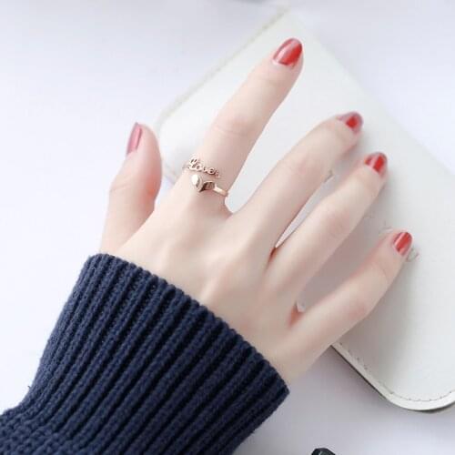 YUN RUO 2018 New Design Heart Rings Open Ring Gold Silver Color Woman Gift Party Titanium Steel Jewelry Top Quality Not Fade