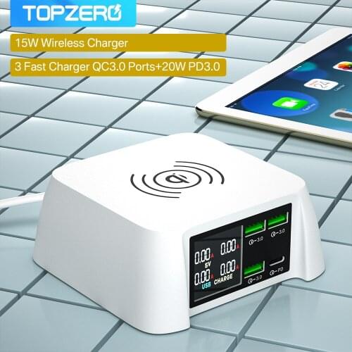 100W Multi USB Charger Quick Charge 3.0 Wireless Charger HUB Fast Charging Station Power Adapter For iPhone12 11X Xiaomi Samsung
