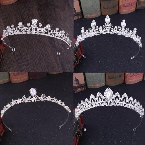 DIEZI Gold Silver Color Crystal Bridal Small Tiara Crown Bride Headbands Women Hair Ornaments Wedding Hair Jewelry Accessories