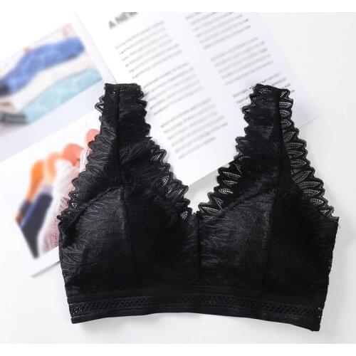 Women Lace Bras Push Up Lingerie Deep V Wireless Underwear Soft Gather Bra Female Bralette