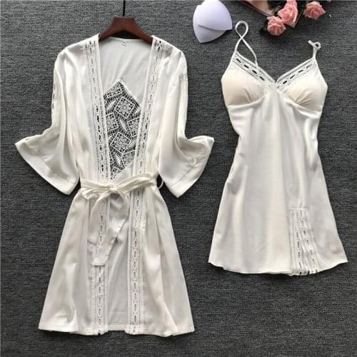 Sanderala Sexy Women Soft Robe Sets Smooth Sleepwear Thin Female Underwear Sleeveless Spaghetti Strap Mini Dress Nightgowns