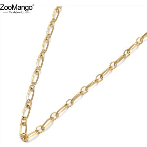 ZooMango Hiphop/Rock Titanium Stainless Steel Geometry Chain Pendant Necklace For Women Girls Trendy Chain Link Necklace ZN20041