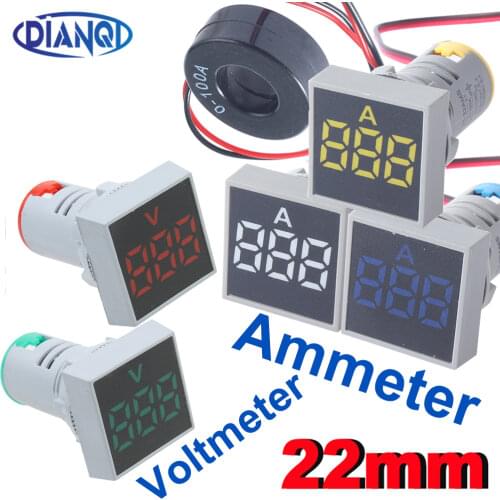 Digital Display Voltmeter 1PC 22 MM Lights Tester Tools Combo AC 60V-450V Indicator Voltmeter tester ammeter Current transformer