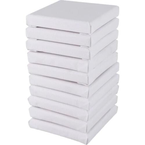 10Pcs/Set White Blank Art Boards Mini Stretched Artist Canvas Art Board Acrylic Oil Paint Wood+Cotton for Artwork Painting